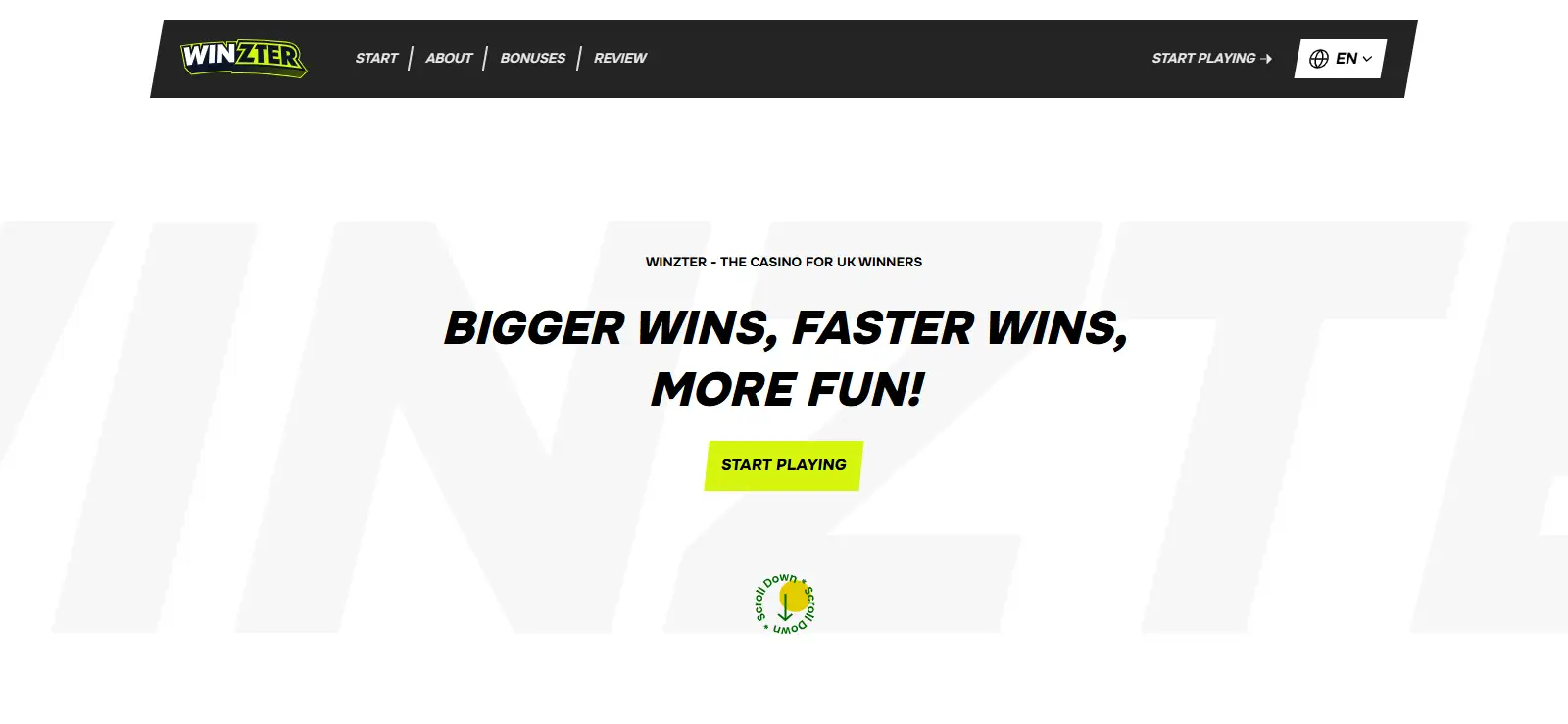 Winzter UK-facing homepage showing its current UK positioning